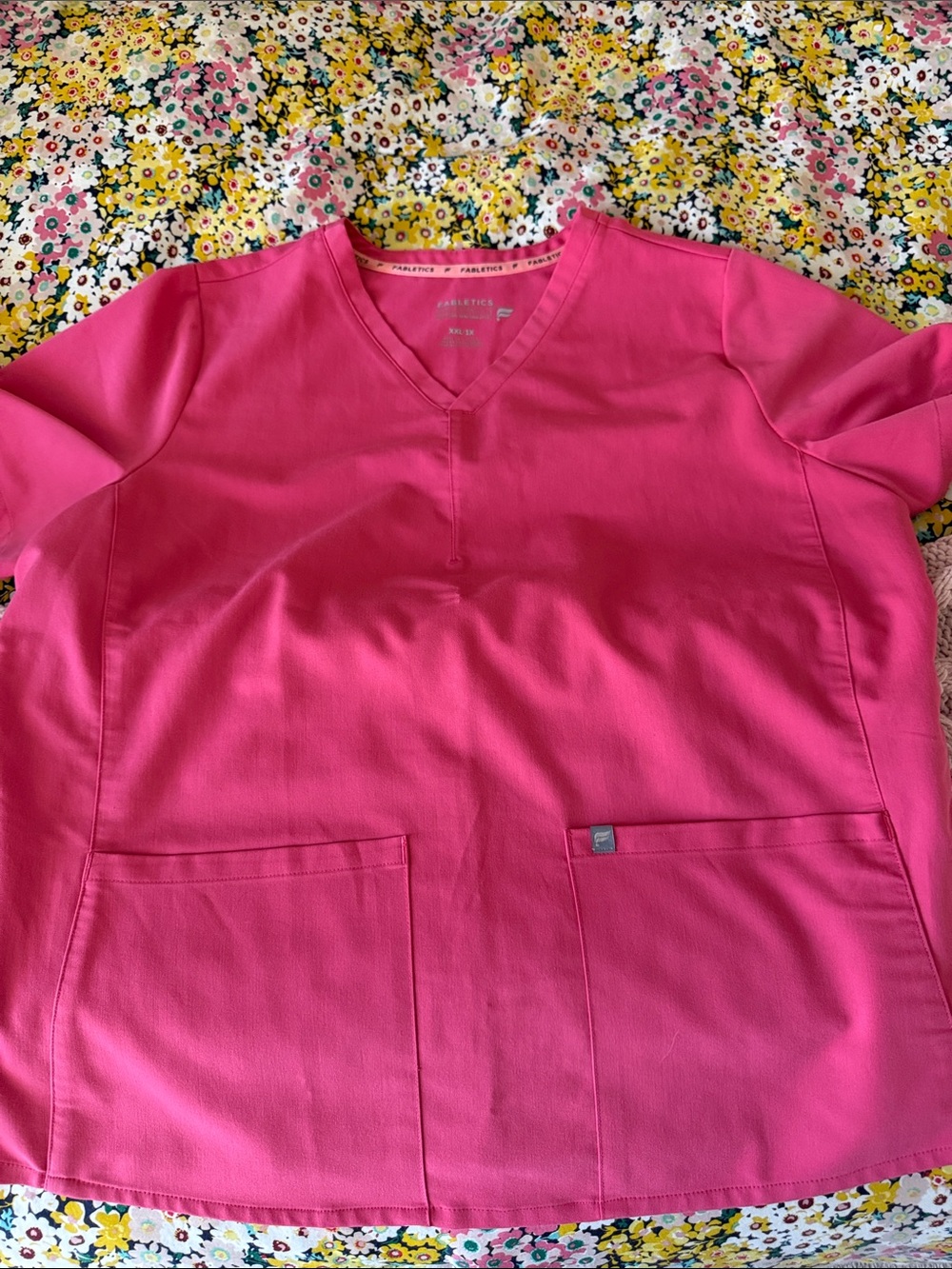 Fabletics Hot Pink V-Neck Medical Scrub Top